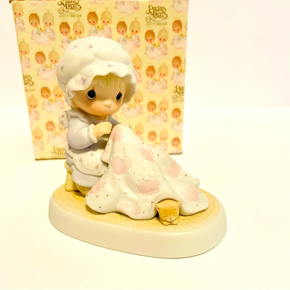 Precious Moments Figurine Love Covers All Vintage Porcelain Figurine